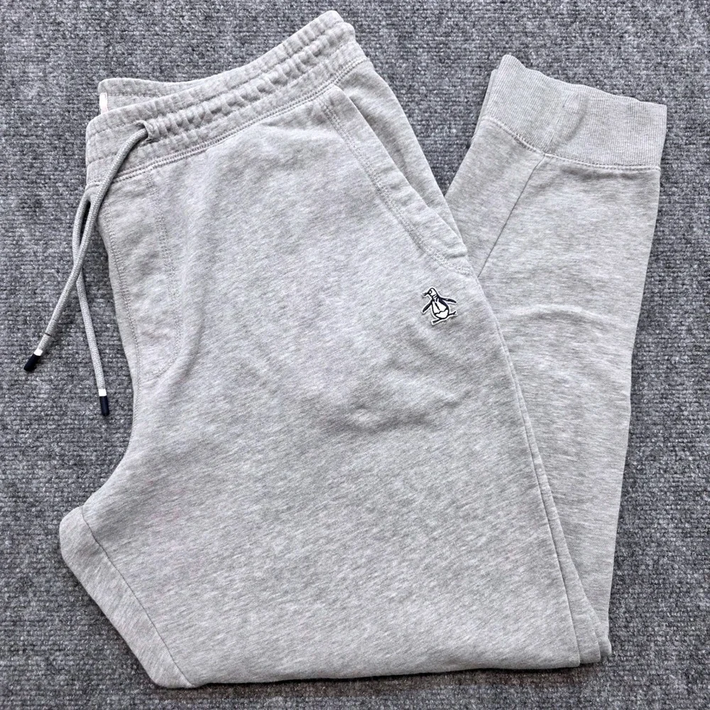 Original Penguin Men's XL Jogger Sweatpants Gray Fleece Drawstring Lounge Pants